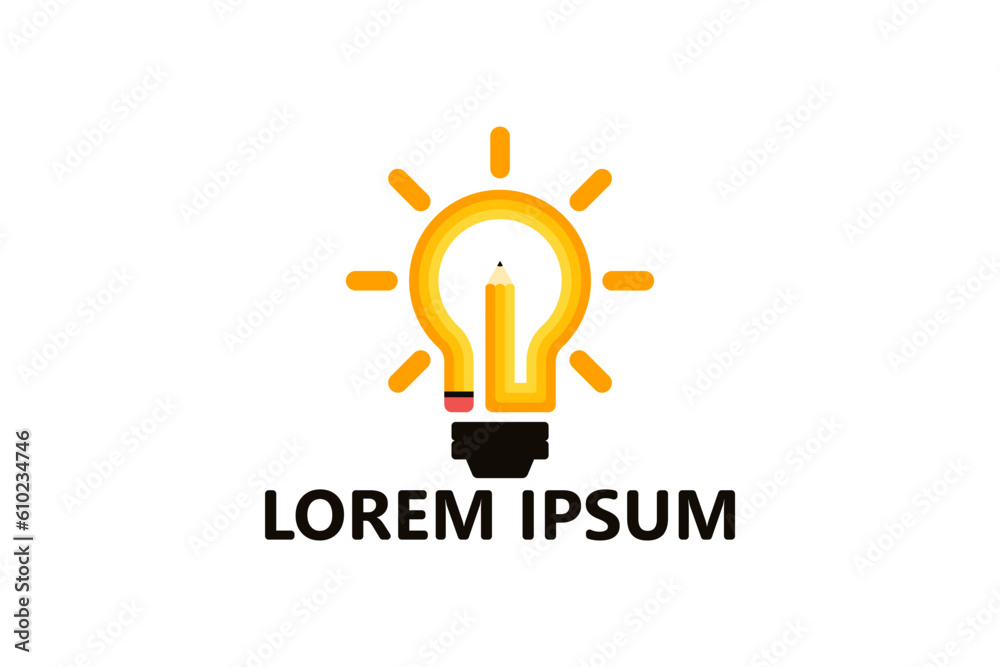 Pencil light bulb logo template design vector Pencil light bulb logo template design vector
