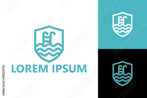 Swimming pool protection logo template design vector