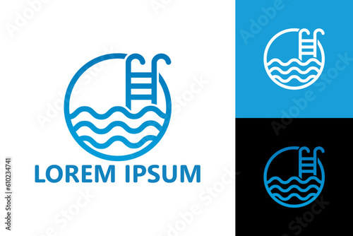 Swimming pool logo template design vector
