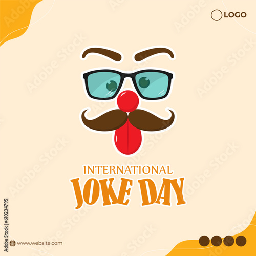 Vector illustration of International Joke Day social media story feed mockup template