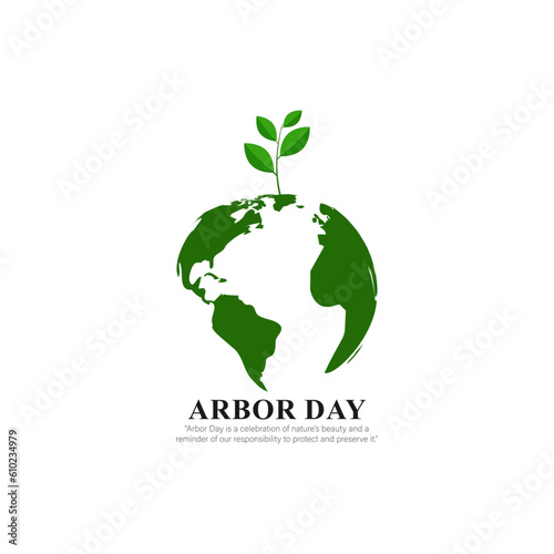Vector illustration of Arbor Day social media story feed mockup template