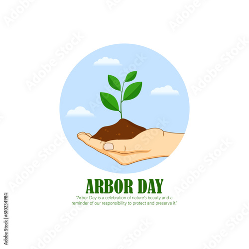 Vector illustration of Arbor Day social media story feed mockup template