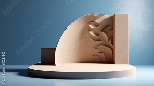 Podium Backdrop for E-commerce, Product Photography Beauty Cosmetic Fashion Wood Marble Leaves