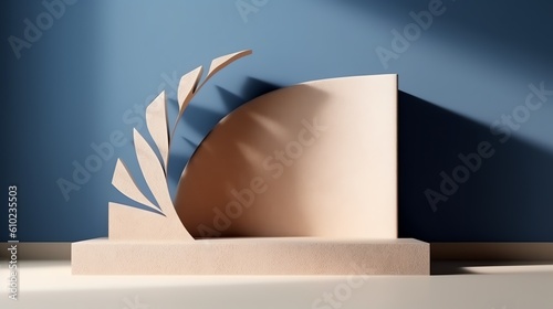 Podium Backdrop for E-commerce, Product Photography Beauty Cosmetic Fashion Wood Marble Leaves
