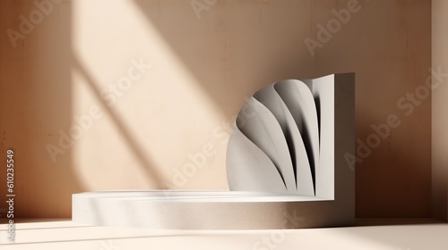Podium Backdrop for E-commerce, Product Photography Beauty Cosmetic Fashion Wood Marble Leaves