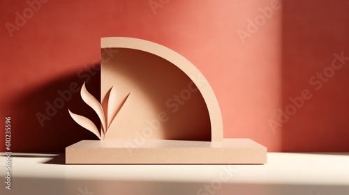 Podium Backdrop for E-commerce, Product Photography Beauty Cosmetic Fashion Wood Marble Leaves