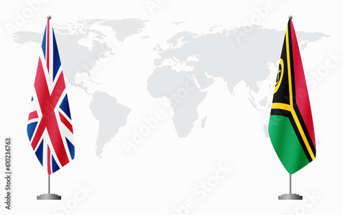 United Kingdom and Vanuatu flags for official meeting