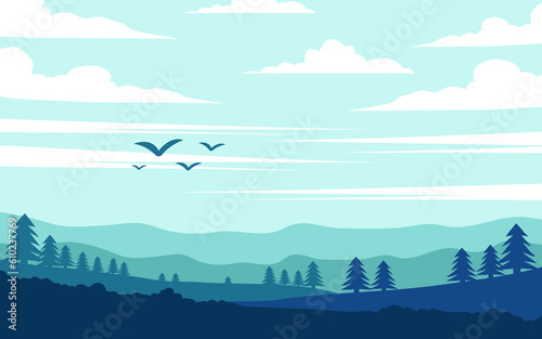 Vector landscape minimalist modern simple aesthetic, natural feel