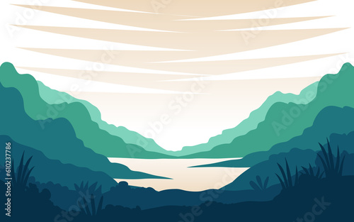 Vector landscape minimalist modern simple aesthetic, natural feel
