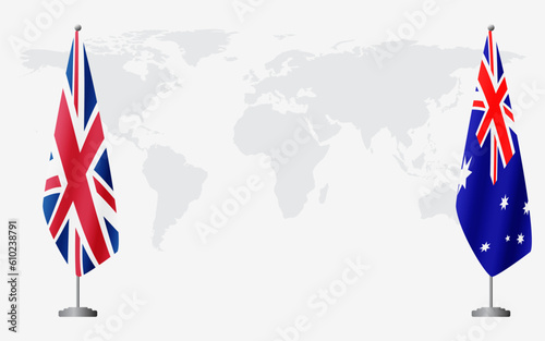 United Kingdom and Australia flags for official meeting