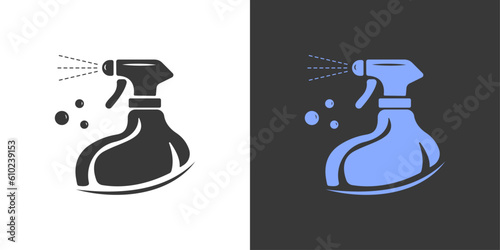 Fast cleaning service logo design template. Spray bottle logo as a cleaning symbol easy clean
