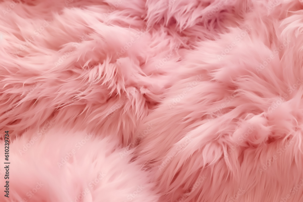 Closeup shoot of pink fluffy faux fur background texture