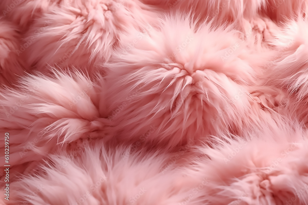 Closeup shoot of pink fluffy faux fur background texture