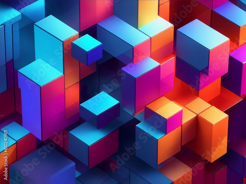 Colorful blocks gradient  Generative AI Illustration.
