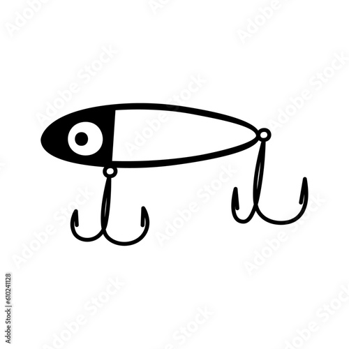 Fish lure isolated on white background. Сoncept of outdoors adventure, back to nature, recreation tourism.