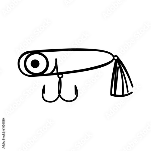 Fish lure isolated on white background. Сoncept of outdoors adventure, back to nature, recreation tourism.