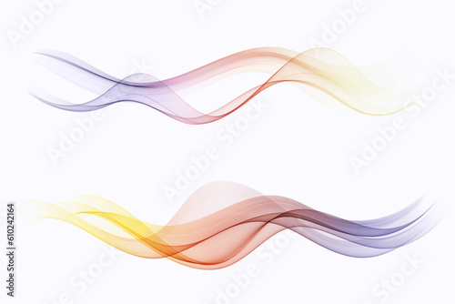 Smooth wave flow of transparent abstract wave color spectrum. Set of abstract design elements.