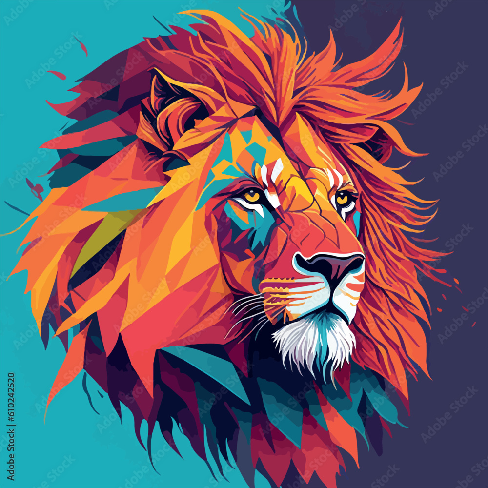 Lion color art, Vector illustration, Animal illustration, vector