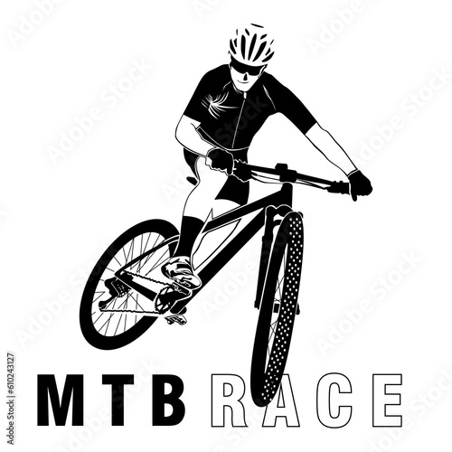 Mountain bike cycling race silhouette
