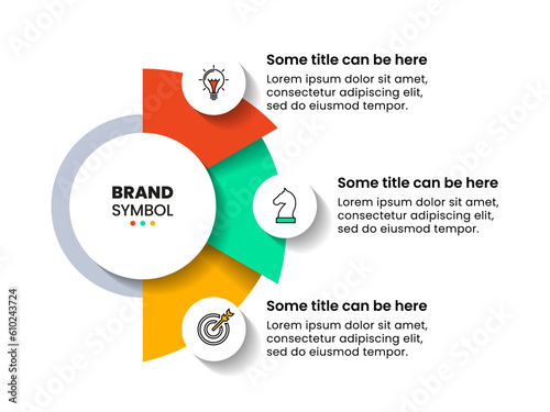 Infographic template. Semicircle with 3 steps and icons