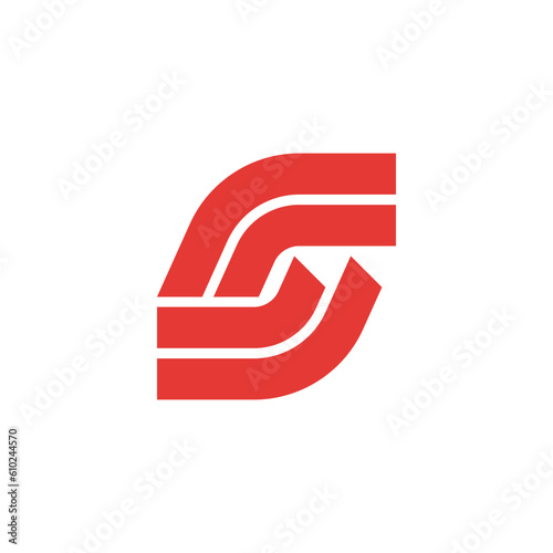 Red S strip race racing Logo Design Vector