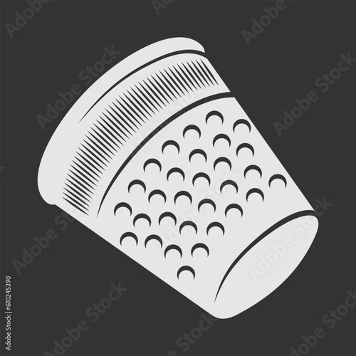 Sewing thimble isolated on dark background. Vector illustration