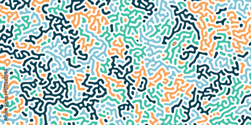 The colorful maze is perfect for both background and print. Reaction diffusion or turing pattern vector design. Natural texture. Biology, biotechnology, chemistry science abstract background. 