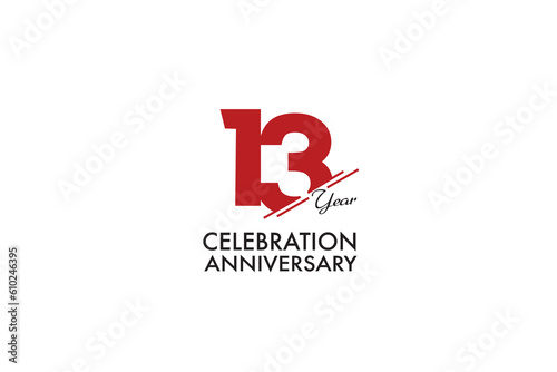 Free Download 13rd, 13 years, 13 year anniversary anniversary with red color isolated on white background, vector design for celebration vector - GFXLoad