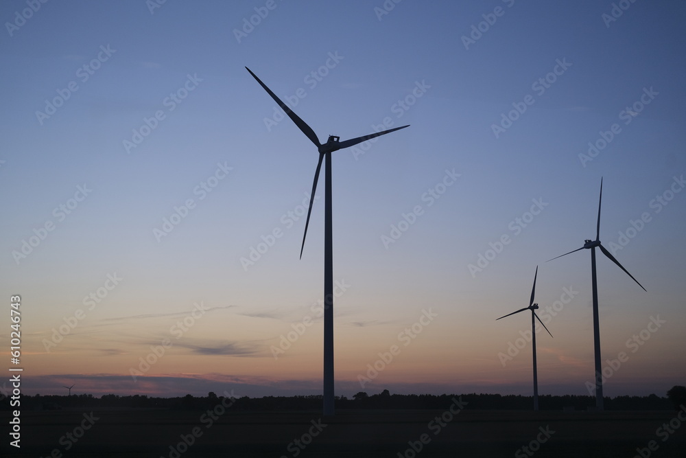 wind turbine at sunset