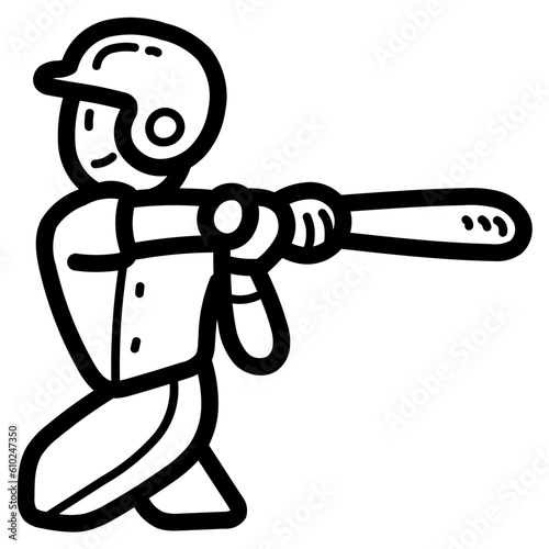 baseball batter line icon style