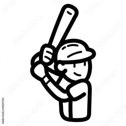 baseball batter line icon style