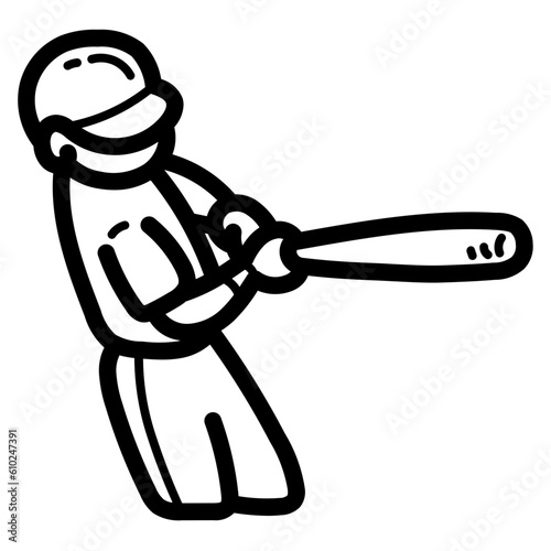 baseball batter line icon style