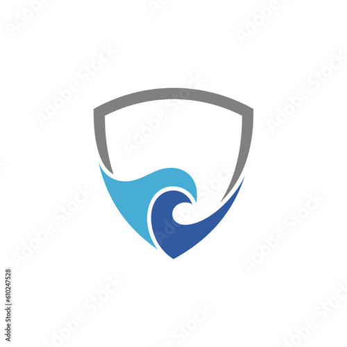 Shield frame logo with wave inside