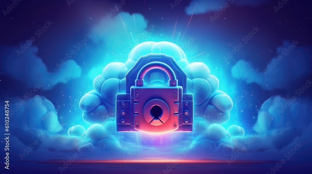 Naklejka premium Futuristic Padlock Technology Protecting 