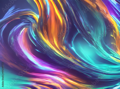 Volumetric neon background with abstract stripes.