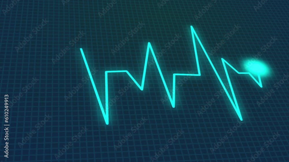 A dynamic background and a blue heart monitor line. EKG Loop Screen, 60