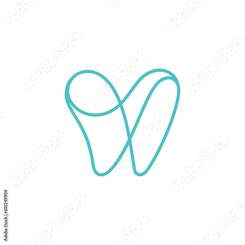 Minimalist tooth logo in one line style
