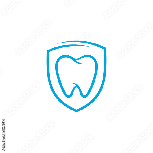 Dental protection logo with the concept of a tooth inside a shield