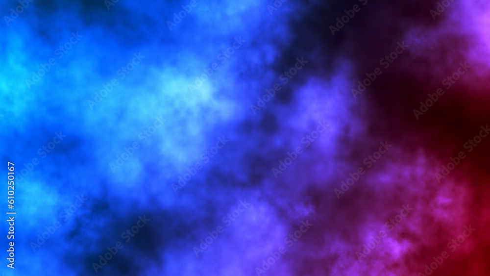 Abstract Dark Shiny Red And Blue Blurry Glowing Smoke And Mist Effect Background