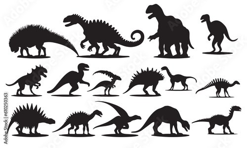 A set of silhouette dinosaur vector illustration 