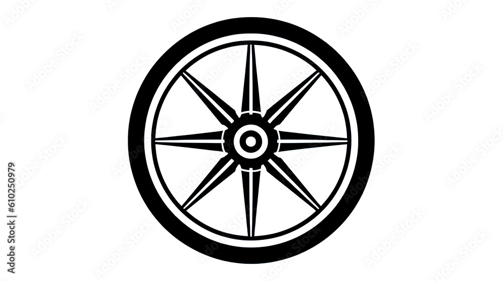 Wheel disks icon, logo isolated on white background, generative AI.