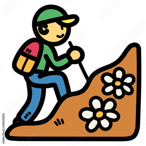 hiking filled outline icon style