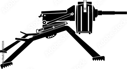 Black shape of Russian automatic grenade launcher AGS-17 Plamya, isolated vector image for military concepts, military infographic, series