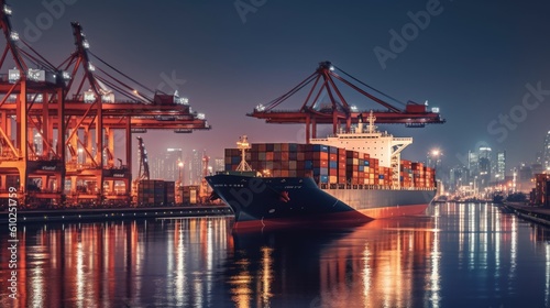 Cargo ship and bridge crane