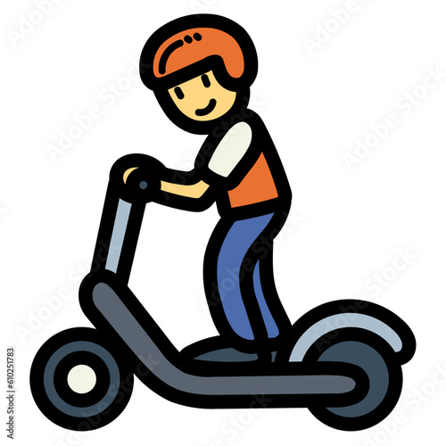 kick scooter filled outline icon style