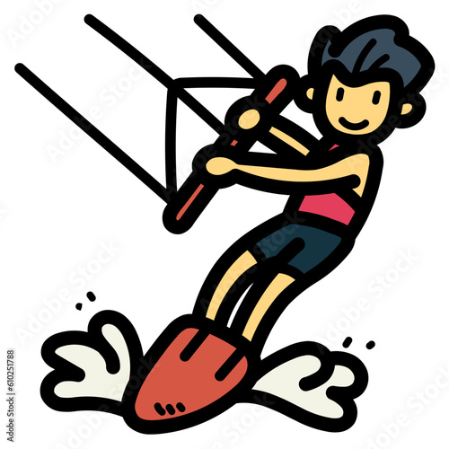 kitesurfing filled outline icon style