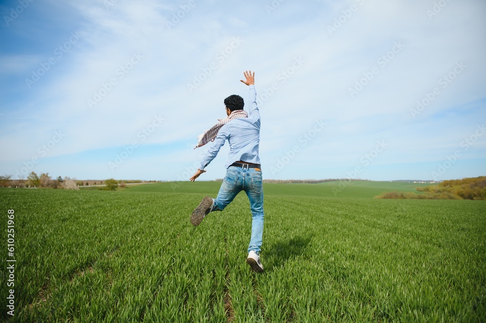 Indian farmer in his Wheat field