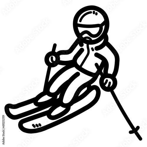 skiing line icon style