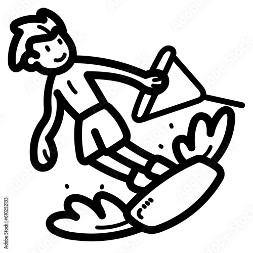 wakeboard line icon style