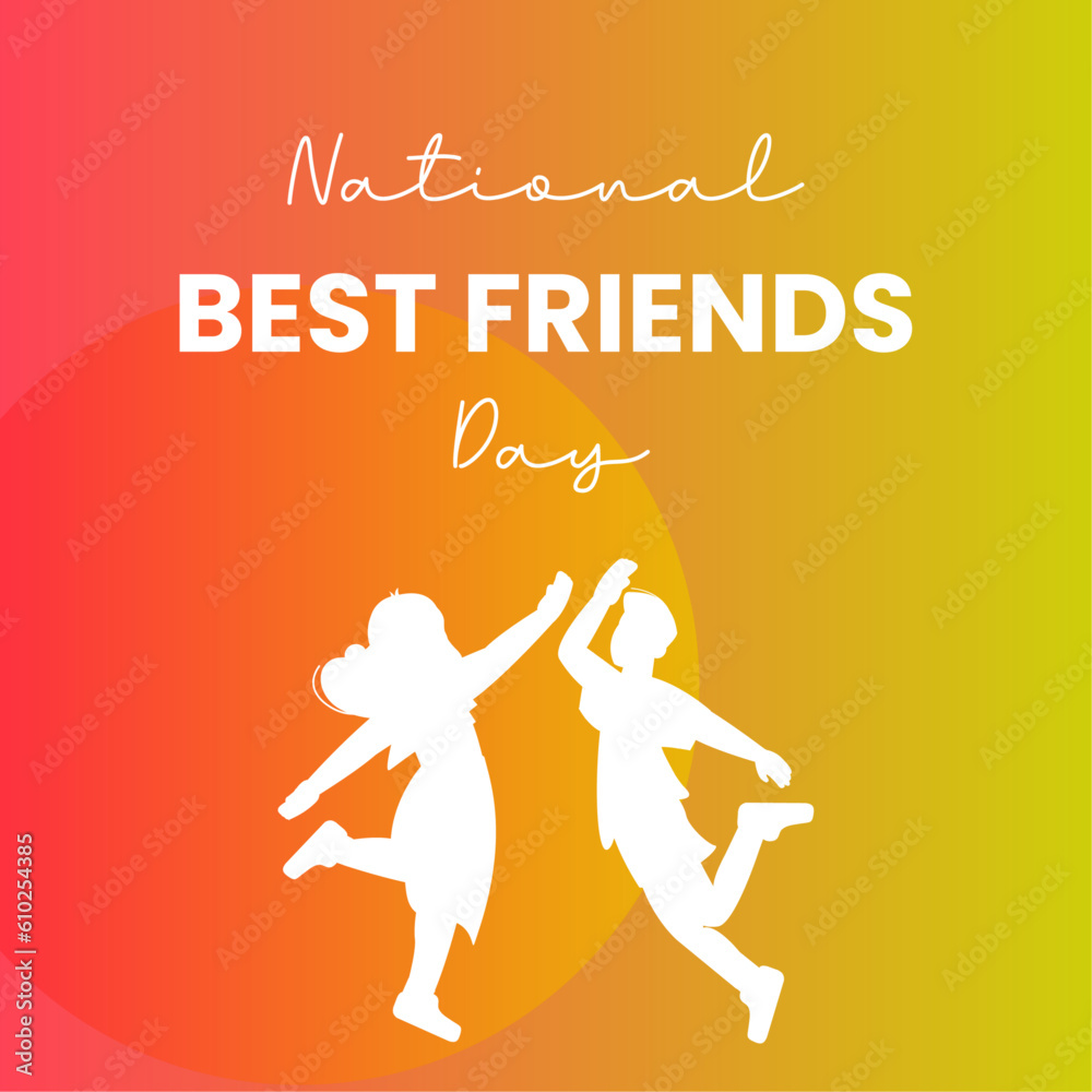 National Best Friends Day typography. June 6. Holiday concept. Template for background, banner, card, poster with text inscription. Vector EPS10 illustration